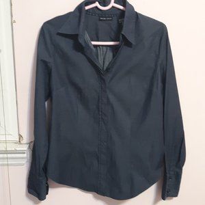 Navy Blue New York & Company Button Down Shirt. Size Medium
